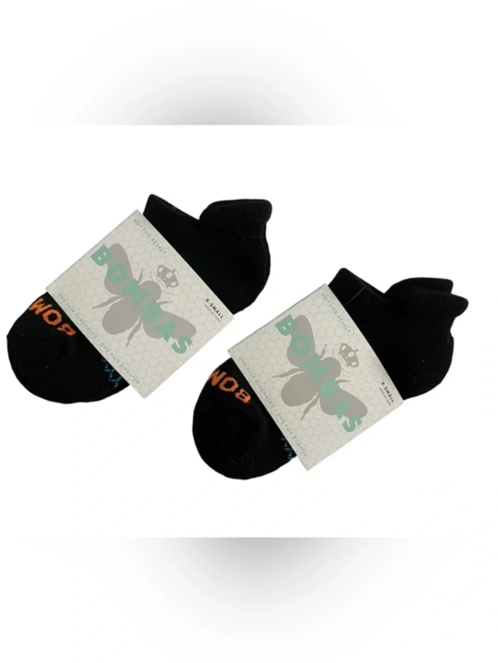 Bombas Black No-Show Socks with Orange Accent
